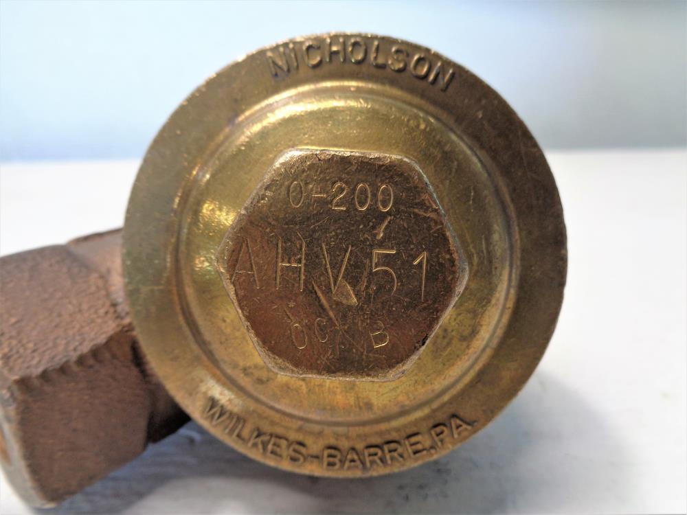 Nicholson 1" NPT Y-Pattern Piston Check Valve, Bronze, AHV51